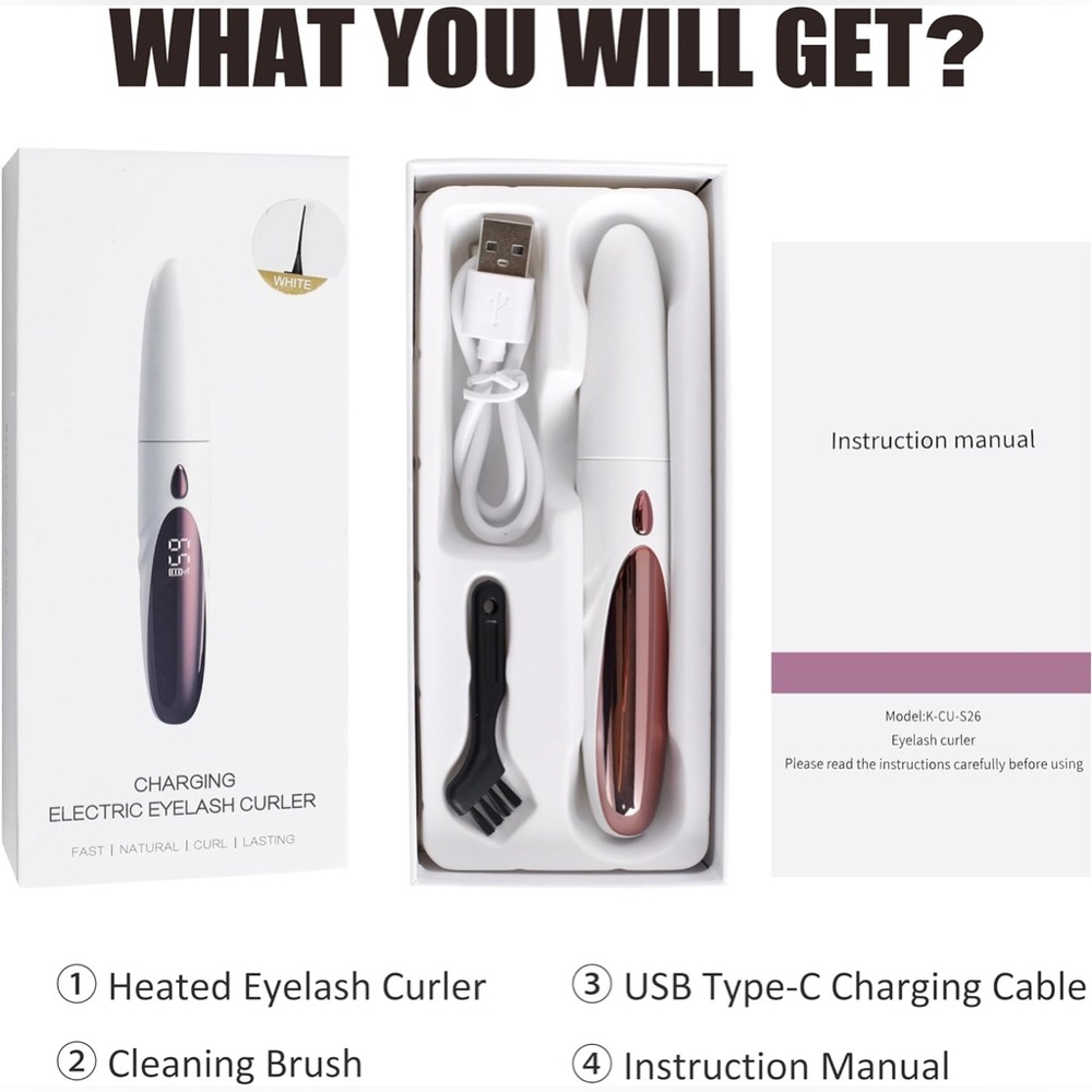 Heated Eyelash Curler, Rechargeable Electric(NWT)led display..black..